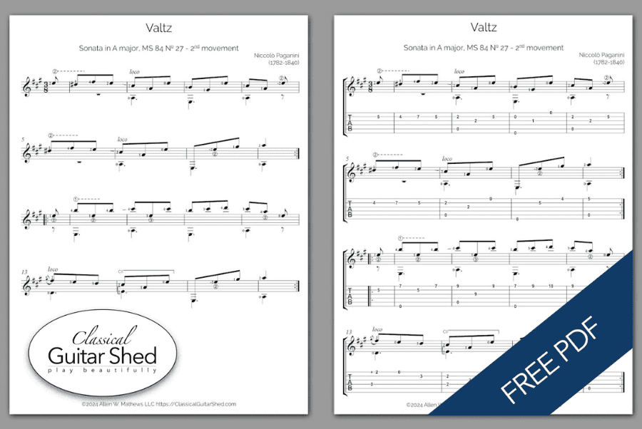 Free Pdf Niccolo Paganini Guitar Sonata No Ii Valtz