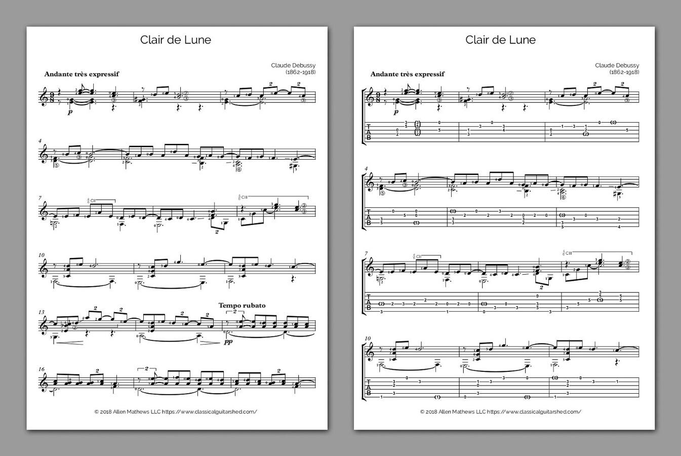 Free Guitar Music] Claude Debussy - Clair de Lune