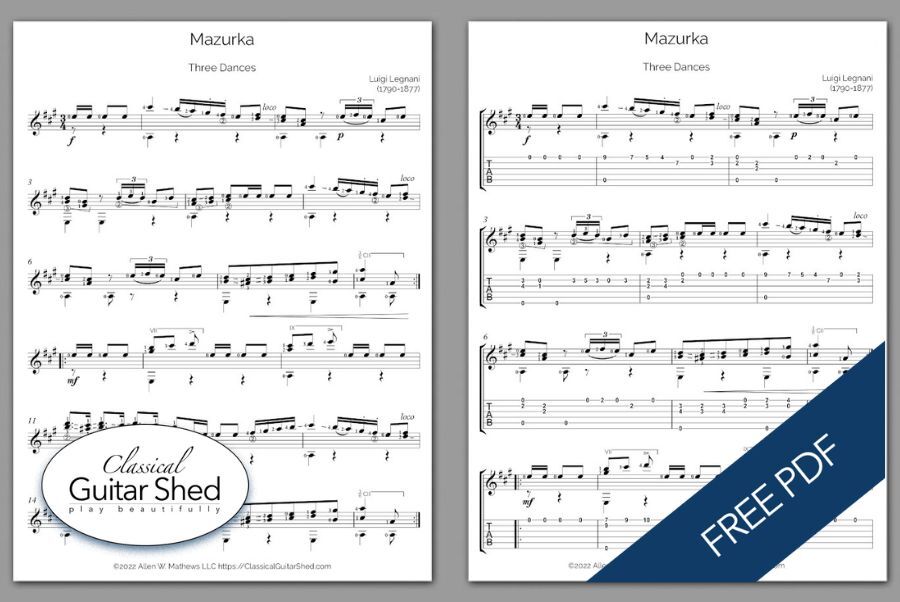 Free Classical Guitar PDF] Luigi Legnani - Mazurka