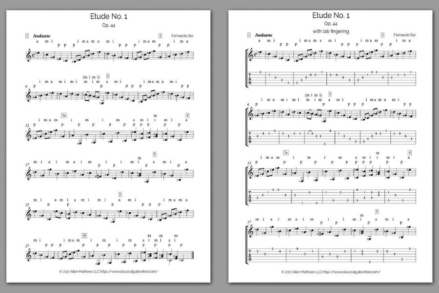 Free Classical Guitar Music] Sor, Fernando - Etude no.1
