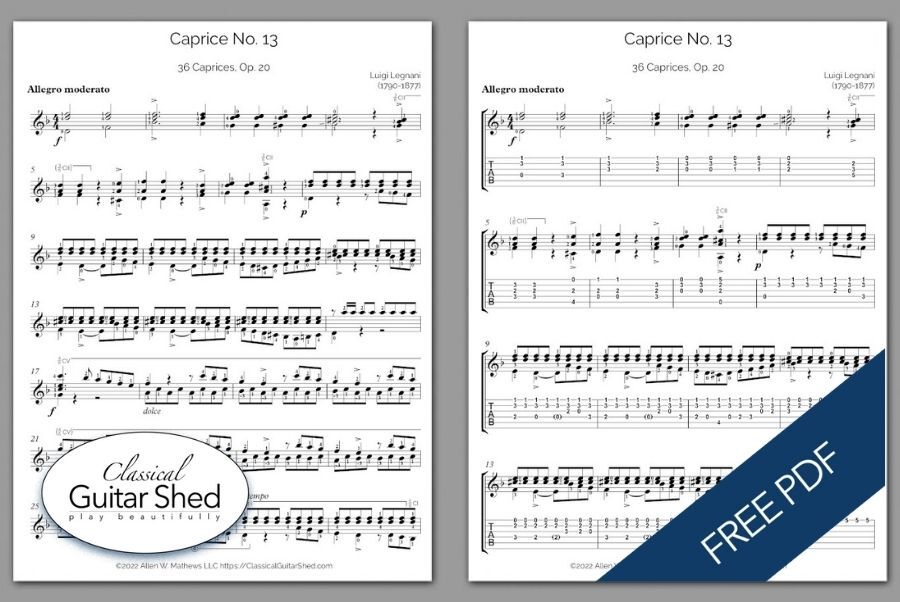 Free PDF] Luigi Legnani - Caprice Op. 20 No. 13